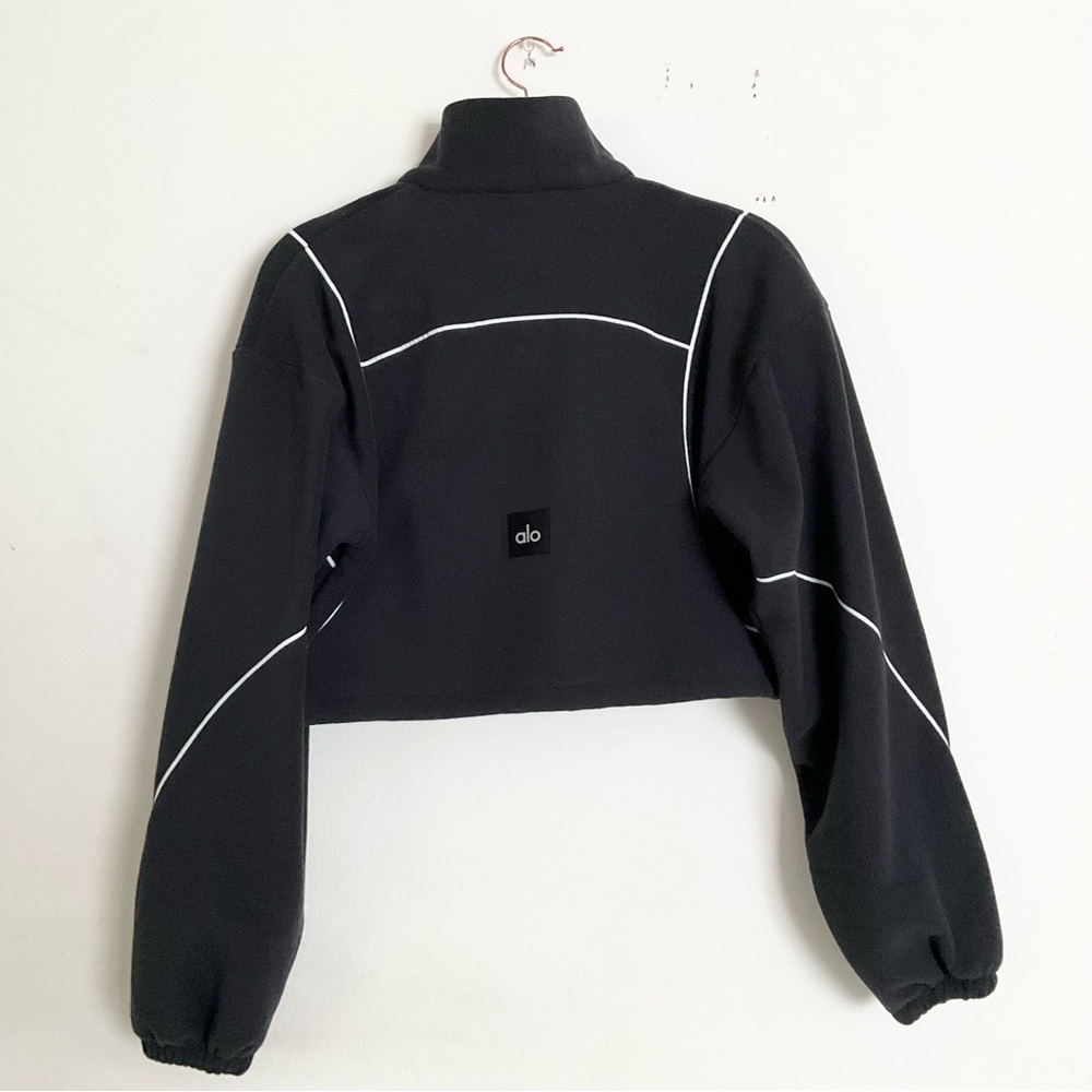 Alo Yoga Polar Fleece Game Time Full Zip Jacket Black/White XS - Picture 8 of 8